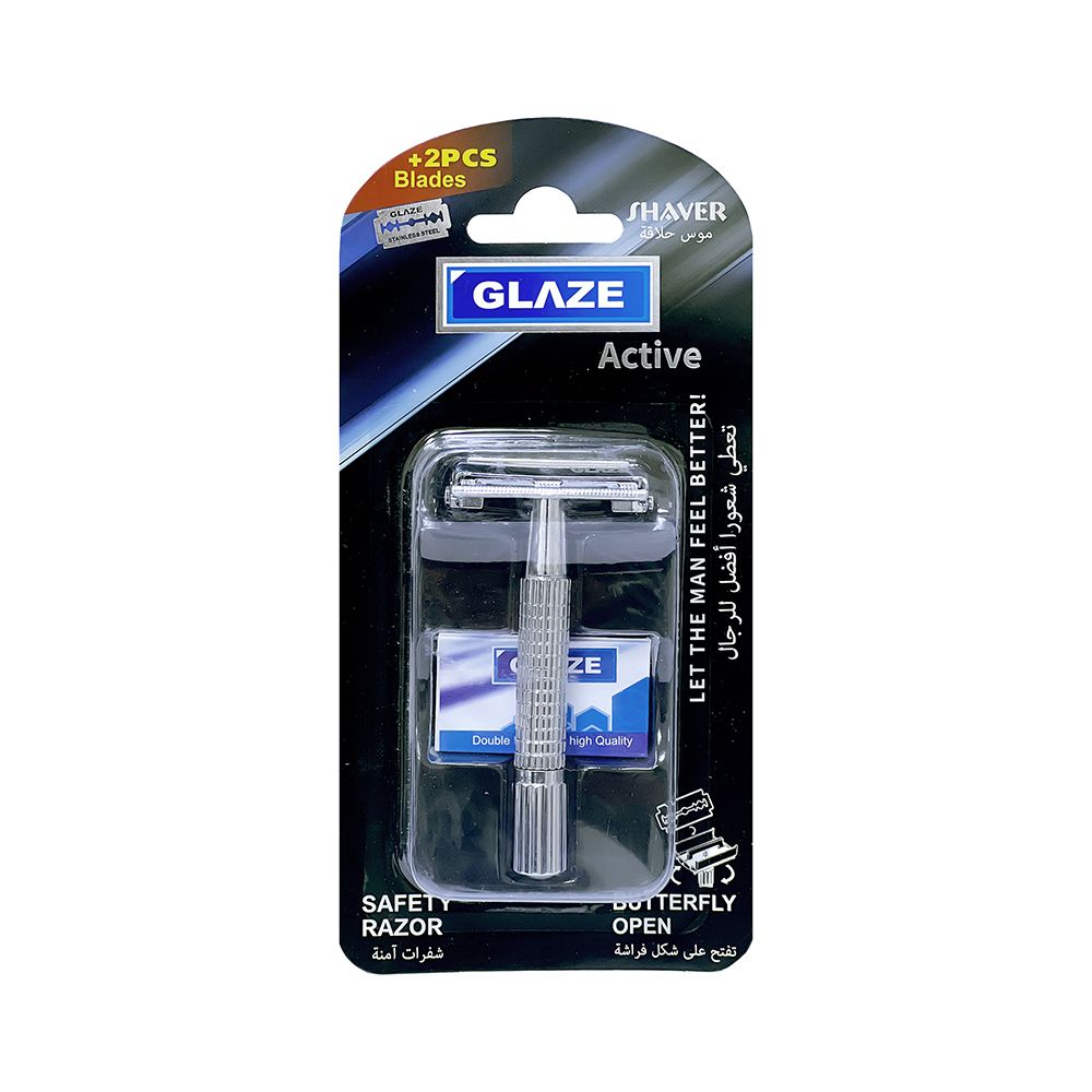 GLAZE Safety Razors Butter Fly Open   with 2pcs Blades free