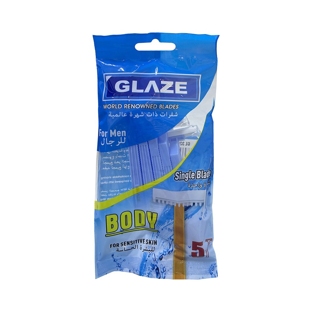 GLAZE Single Blade Body Shaver with Comp-5Pc pack