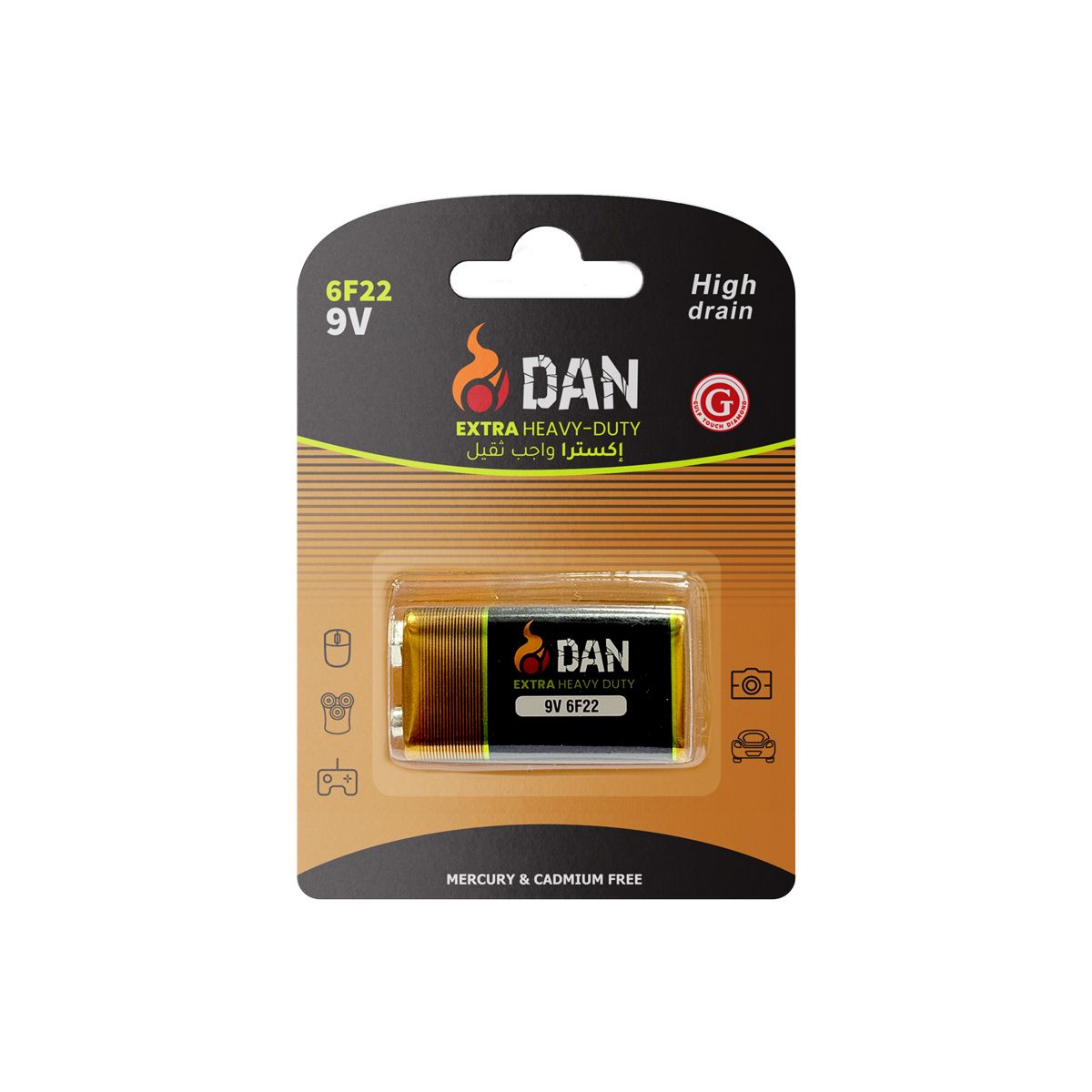 Heavy Duty Battery 6F22 9V 240MIN 1pcs/blister GT-8185